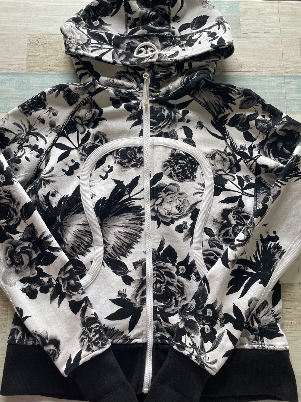 lululemon athletica Black & White Floral Zip Hoodie